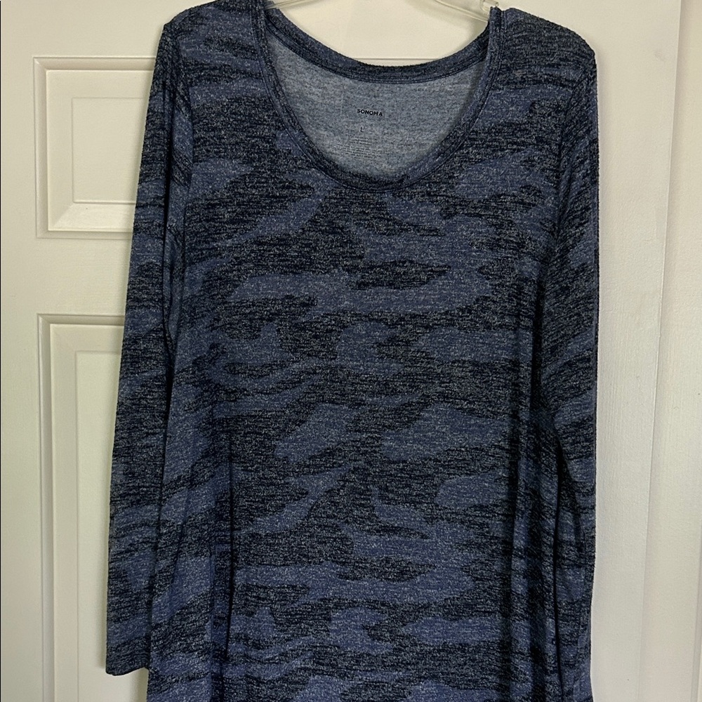 Sonoma Blue Long Sleeve Tee with Camouflage Pattern